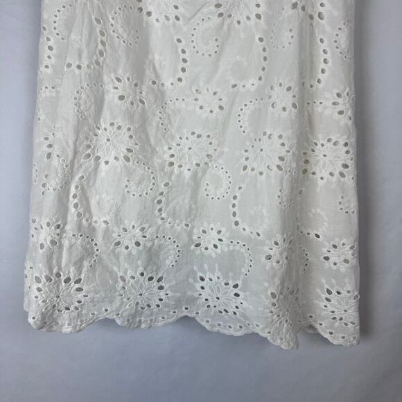 7 FOR ALL MANKIND EYELET PUFF SLEEVES WHITE SUMMER MINI DRESS SIZE LG - Picture 5 of 8
